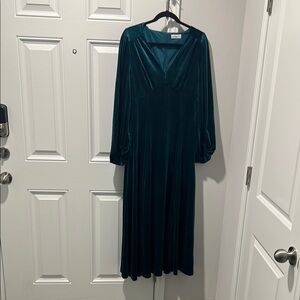 In Bloom Blue Long Sleeve V-Neck Gown
